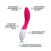 Mona 2 G Spot Vibrator for Women, G Spot Toy for Discrete Pleasure, Curved Vibrator Sex Toy for G Spot, Adult Toy with 6 Intensity Modes, Cerise